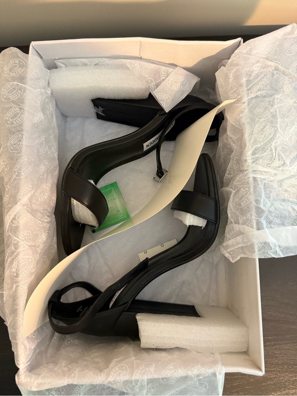 Steve Madden Black Block Heel Sandals with Ankle Strap